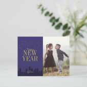 モダンスカイライン ハッピーニューイヤーの写真ポストカード シーズンポストカード (スタンド正面)