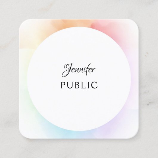 モダンスカラフルエレガントトテンプレートトレンディー スクエア名刺 (正面)