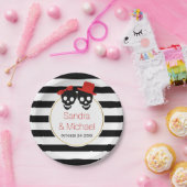 モダンスカルとストライプレッド・ハロウィン結婚ズ ペーパープレート (パーティー)