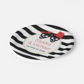 モダンスカルとストライプレッド・ハロウィン結婚ズ ペーパープレート (アングル)