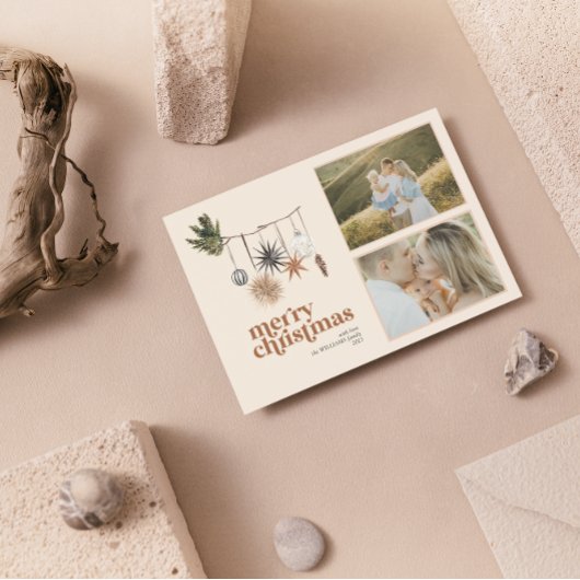 モダンスカンジボホニュートラルファミリー2枚メリー写真 シーズンカード