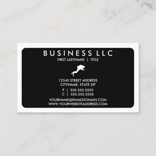 モダンスキューバダイバー(カラーカスタマイズ可能) 名刺 (裏面)