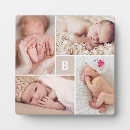 モダンスクエアグリッドモノグラム シンプル 4 フォトコラージュ フォトプラーク (正面)