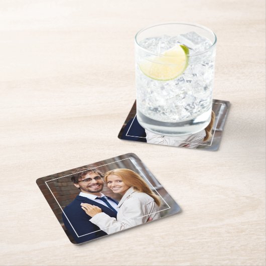 モダンスクエアフレーム モノグラム写真 スクエアペーパーコースター (インサイチュ)