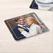 モダンスクエアフレーム モノグラム写真 スクエアペーパーコースター (アングル)