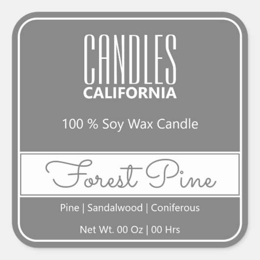 モダンスクエア縁どシンプルダークグレーのキャンドル スクエアシール (正面)