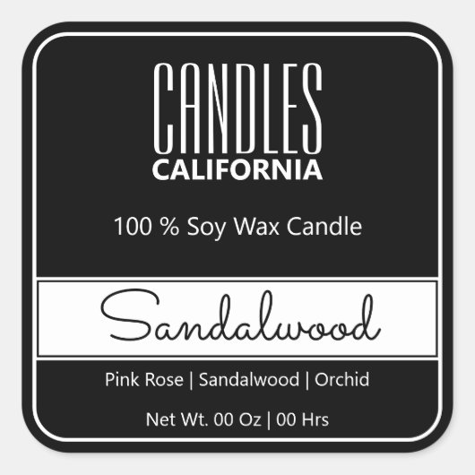 モダンスクエア縁どシンプルホワイトキャンドル スクエアシール (正面)