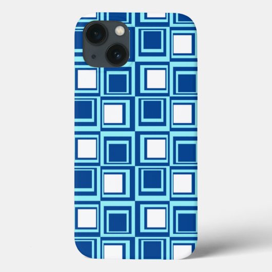 モダンスクエア　白と濃淡のインディゴブルー Case-Mate iPhoneケース (裏面)