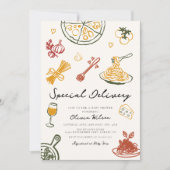 モダンスクリブルイタリアンベビーシャワー 招待状 (正面)