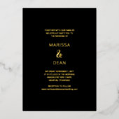 モダンスクリプしゃれているトMinimalistブラックフォト結婚ズ 箔招待状 (正面)