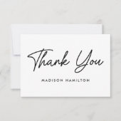 モダンスクリプはっきりしたト白黒ベビーシャワー サンキューカード (正面)