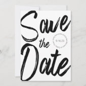 モダンスクリプはっきりしたト白黒写真の保存日付 招待状 (正面)