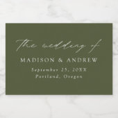 モダンスクリプエレガントトのオリーブグリ結婚ーン スパークリングワインラベル (シングルラベル)