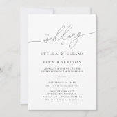 モダンスクリプエレガントトのミニマルQRコード結婚の 招待状 (正面)