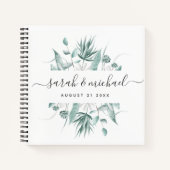 モダンスクリプエレガントトの結婚グリーナリー ノートブック (正面)
