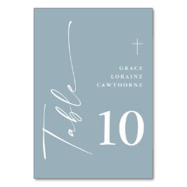 モダンスクリプエレガントトほこりっぽい青の最初のコミュニティ テーブルナンバー