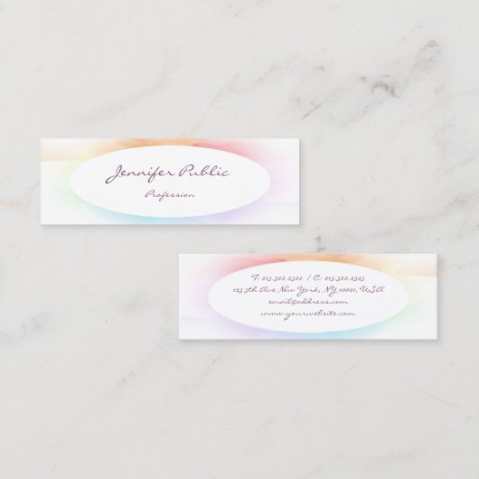 モダンスクリプエレガントトカラフルミニマルテンプレート スキニー名刺 (正面/裏面)