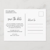 モダンスクリプエレガントトシンプル結婚式の日付の保存 案内ポストカード (裏面)