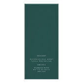 モダンスクリプエレガントトティール（緑がかった色）結婚のメニュー ラックカード (裏面)