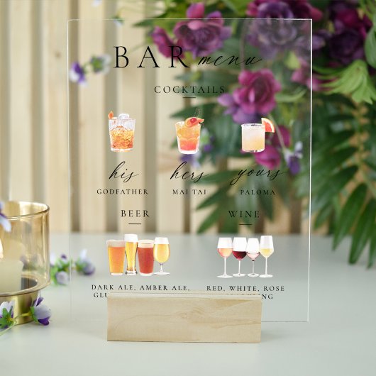 モダンスクリプエレガントトバーメニュー署名 アクリルサイン