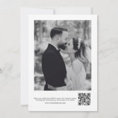 モダンスクリプエレガントト写真QRコード結婚の 招待状 (裏面)
