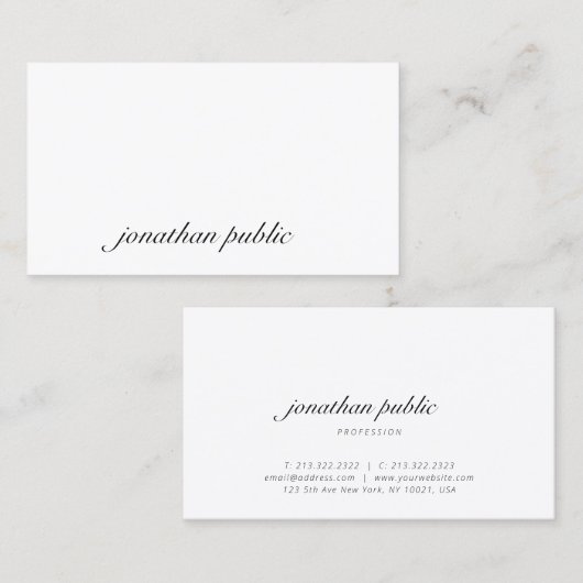 モダンスクリプエレガントト文字シンプルプロフェッショナル上 名刺 (正面/裏面)