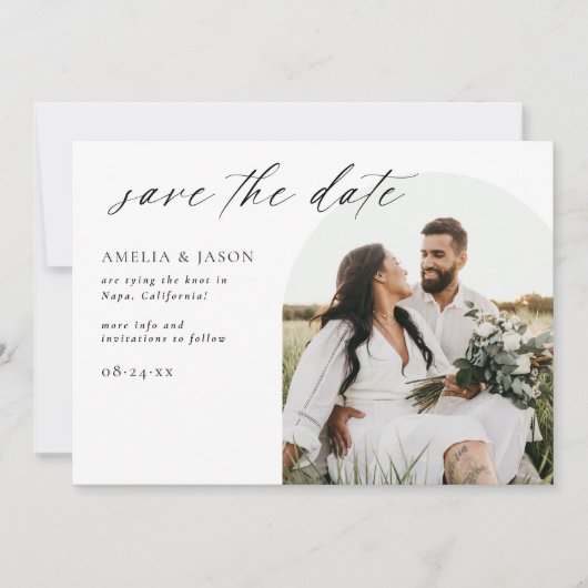 モダンスクリプエレガントト日付の保存招待状 招待状 (正面)