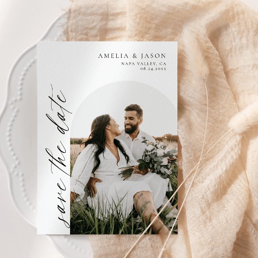 モダンスクリプエレガントト日付の保存招待状 招待状