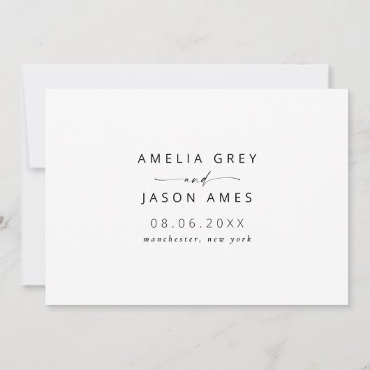 モダンスクリプエレガントト日付の保存 招待状 (裏面)