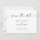 モダンスクリプエレガントト日付詳細の保存 ノートカード (正面)