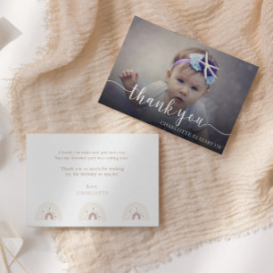 モダンスクリプエレガントト最初の誕生日写真 サンキューカード
