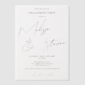 モダンスクリプエレガントト白黒婚約 ベラム紙招待状 (正面)