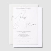 モダンスクリプエレガントト白黒婚約 ベラム紙招待状 (オフセット)