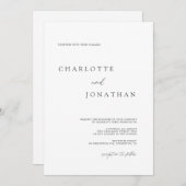 モダンスクリプエレガントト白黒結婚のInvi 招待状 (正面/裏面)