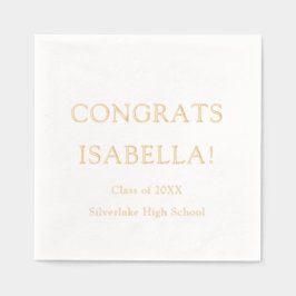 モダンスクリプエレガントト金ゴールドおめでとうの卒業 箔ナプキン