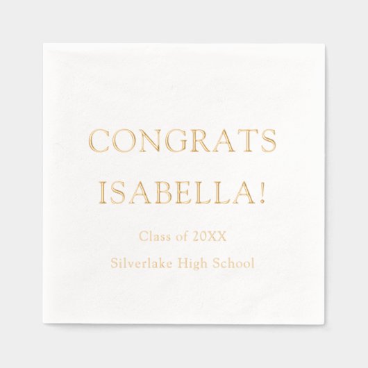 モダンスクリプエレガントト金ゴールドおめでとうの卒業 箔ナプキン (正面)