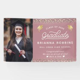 モダンスクリプエレガントト金ゴールド卒業フォトカシス 横断幕