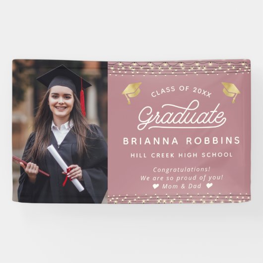 モダンスクリプエレガントト金ゴールド卒業フォトカシス 横断幕 (横)