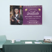 モダンスクリプエレガントト金ゴールド卒業写真パープル 横断幕 (トレードショー)