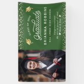 モダンスクリプエレガントト金ゴールド卒業写真(緑) 横断幕 (縦)