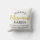 モダンスクリプエレガントト黒金ゴールドhappy退職 クッション (裏面)