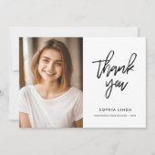 モダンスクリプエレガントト2枚の写真卒業 サンキューカード (正面)