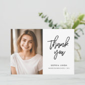 モダンスクリプエレガントト2枚の写真卒業 サンキューカード (スタンド正面)