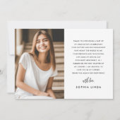 モダンスクリプエレガントト2枚の写真卒業 サンキューカード (裏面)