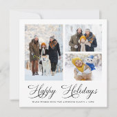 モダンスクリプエレガントトHappy Holidays 3写真 シーズンカード (正面)
