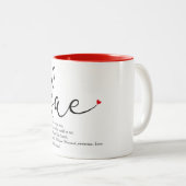 モダンスクリプエレガントトLoveハートベースの定義 ツートーンマグカップ (正面右)
