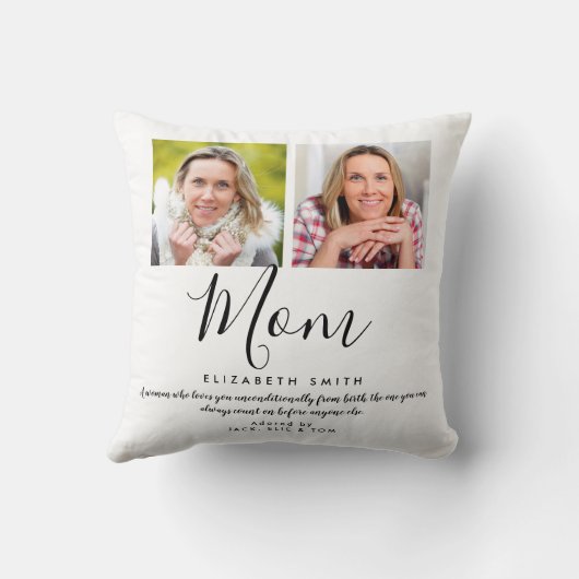 モダンスクリプエレガントトmom引用文写真装飾用クッション クッション (裏面)