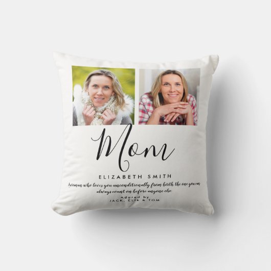 モダンスクリプエレガントトmom引用文写真装飾用クッション クッション (正面)