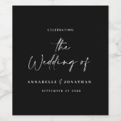 モダンスクリプカジュアルト黒タイポグラフィ結婚のワイン ワインラベル (シングルラベル)