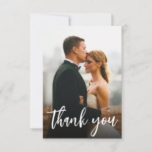 モダンスクリプカスタムトの結婚写真 サンキューカード